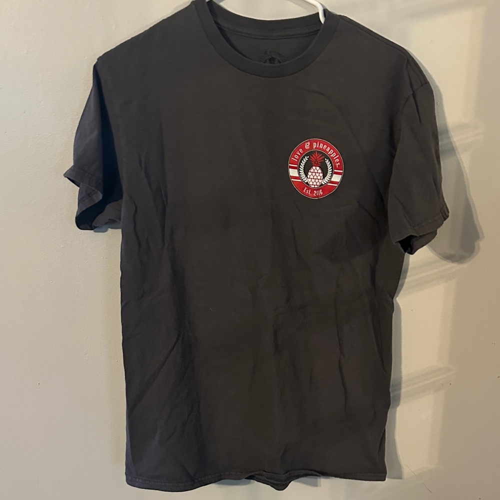 Men's Black Short-Sleeve Crew Tee with Red Pineapple Graphic
